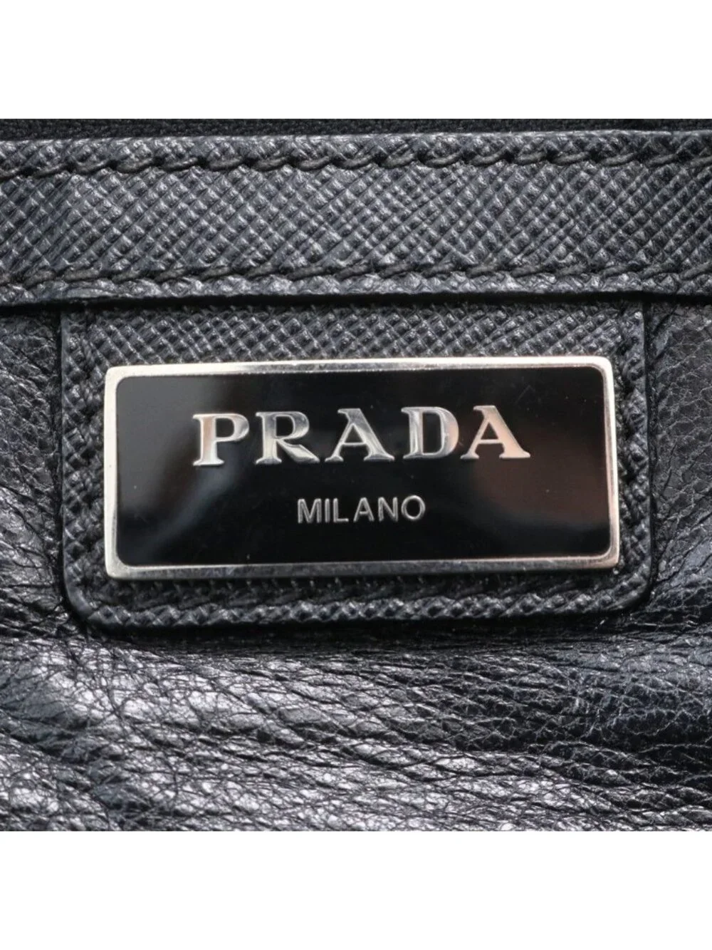 Prada Saffiano Leather Business Document Briefcase Tote Gray